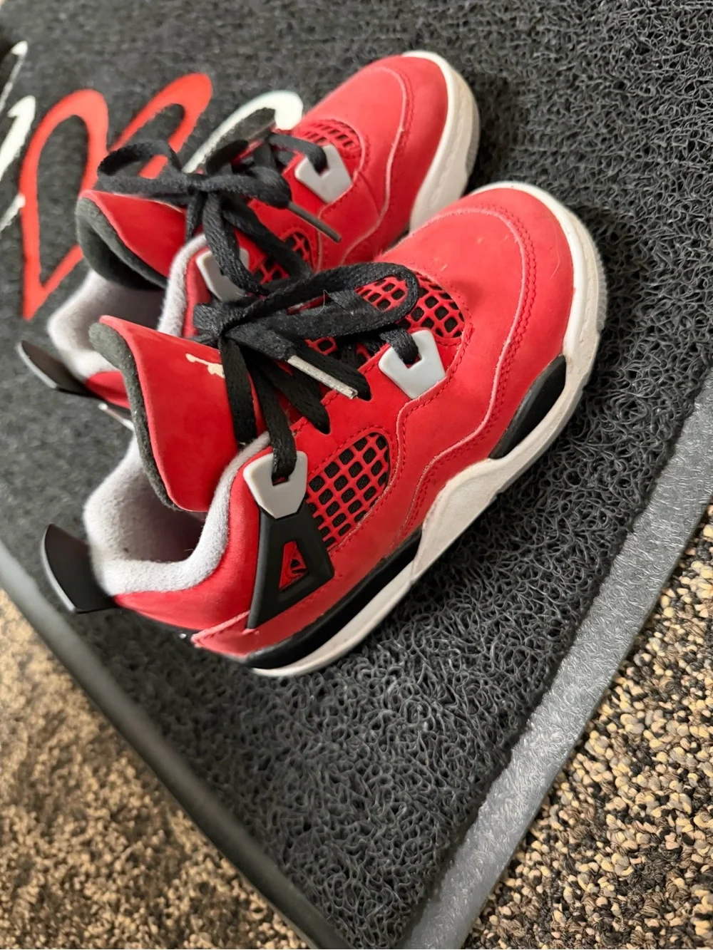 Jordan Kids' Red and Black Lace-Up Sneakers